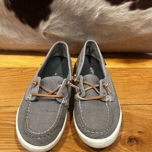 Sperry Gray Canvas Shoes with Leather Laces